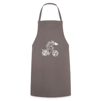 Poisson avec vélo /motif en noir, blanc et bleu - Tablier de cuisine - gris - Devant - AI Model Male 185 dark (185cm)