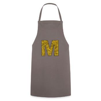Buchstabe M Gold - Kochschürze - Grau - Vorne - AI Model Male 185 dark (185cm)