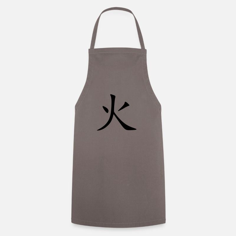 Hi Kanji (Fire / Feu) - Cooking Apron - grey