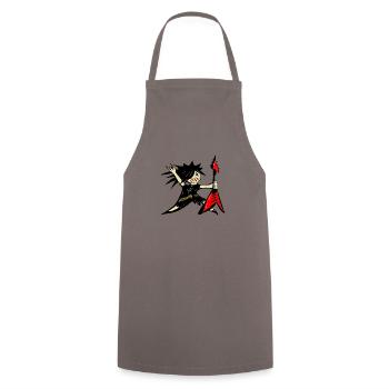Cartoon Rocker Guy Electric Guitar Metal - Cooking Apron - grey - Front - AI Model Male 185 dark (185cm)