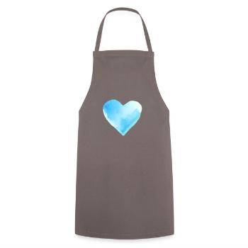 Blaues Herz Wasserfarben Geschenkidee - Kochschürze - Grau - Vorne - AI Model Male 185 dark (185cm)