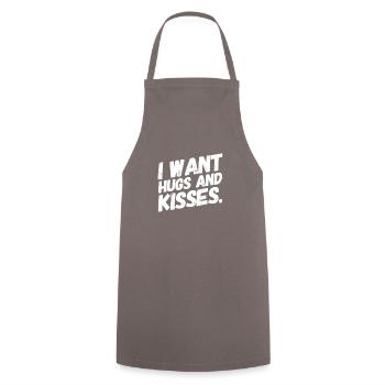 JE VEUX DES CÂLINS ET DES BAISERS. Design mignon et cool. Nouveau - Tablier de cuisine - gris - Devant - AI Model Male 185 dark (185cm)