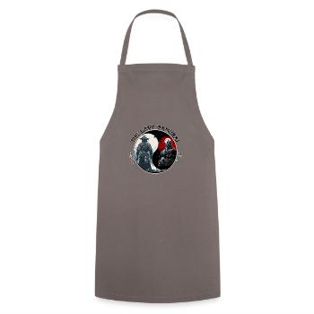 ying yang samurai - Cooking Apron - grey - Front - AI Model Male 185 dark (185cm)