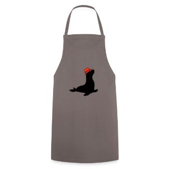 seal fishing hat - Cooking Apron - grey - Front - AI Model Male 185 dark (185cm)