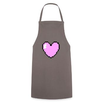 Coeur Pixel Rose - Tablier de cuisine - gris - Devant - AI Model Male 185 dark (185cm)