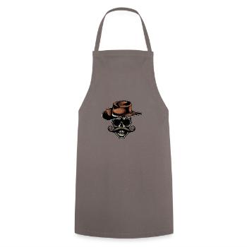 Todeskopf Schädel Skull Cowboy Hut Schnurrbart - Kochschürze - Grau - Vorne - AI Model Male 185 dark (185cm)