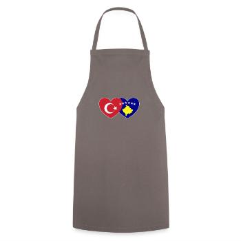 Türkei Kosovo Flagge Herz vereint - Kochschürze - Grau - Vorne - AI Model Male 185 dark (185cm)