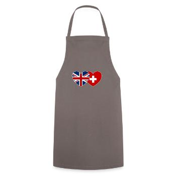 Royaume-Uni, Suisse, Drapeau, Coeur - Tablier de cuisine - gris - Devant - AI Model Male 185 dark (185cm)