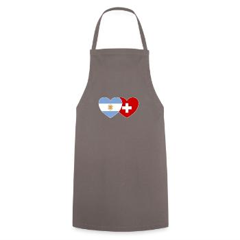 Argentine Suisse Drapeau Coeur - Tablier de cuisine - gris - Devant - AI Model Male 185 dark (185cm)