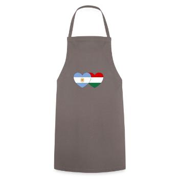 Argentine Hongrie Drapeau Cœur - Tablier de cuisine - gris - Devant - AI Model Male 185 dark (185cm)