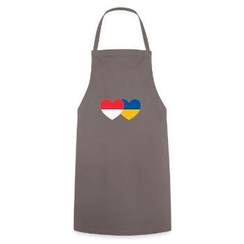 Indonésie Ukraine Flag Heart - Tablier de cuisine - gris - Devant - AI Model Male 185 dark (185cm)