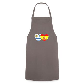 Uruguay Spain Flag Heart - Cooking Apron - grey - Front - AI Model Male 185 dark (185cm)