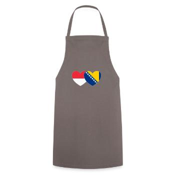 Indonésie Bosnie Drapeau Coeur - Tablier de cuisine - gris - Devant - AI Model Male 185 dark (185cm)