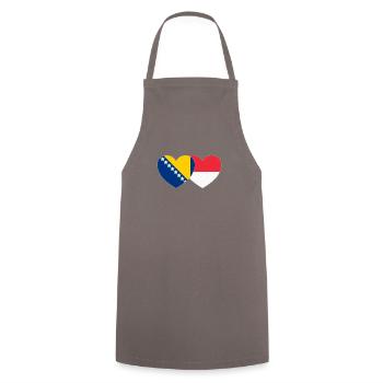 Bosnia Indonesia Flag Heart - Cooking Apron - grey - Front - AI Model Male 185 dark (185cm)