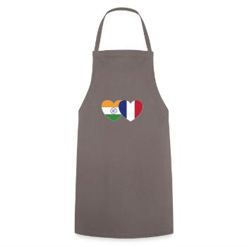 Inde France Flag Coeur - Tablier de cuisine - gris - Devant - AI Model Male 185 dark (185cm)