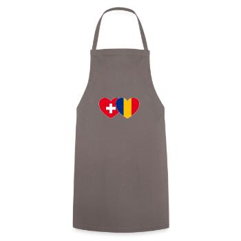 Switzerland Romania Flag Heart - Cooking Apron - grey - Front - AI Model Male 185 dark (185cm)