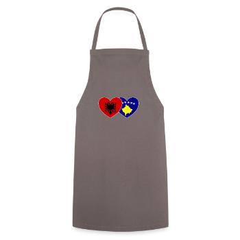 Albania Kosovo Flag Heart - Cooking Apron - grey - Front - AI Model Male 185 dark (185cm)