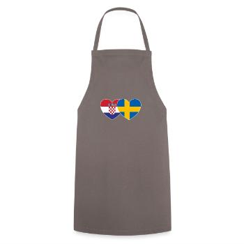 Croatie Suède Flag Coeur - Tablier de cuisine - gris - Devant - AI Model Male 185 dark (185cm)