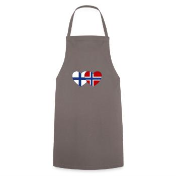 Finlande Norvège Flag Coeur - Tablier de cuisine - gris - Devant - AI Model Male 185 dark (185cm)