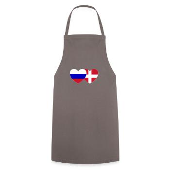 Russia Denmark Flag Heart - Cooking Apron - grey - Front - AI Model Male 185 dark (185cm)