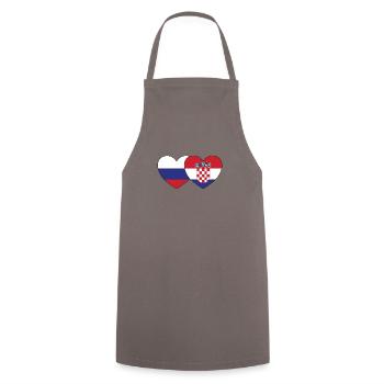 Russia Croatia Flag Heart - Cooking Apron - grey - Front - AI Model Male 185 dark (185cm)