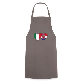 Italy Croatia Flag Heart - Cooking Apron - grey - Front - AI Model Male 185 dark (185cm)