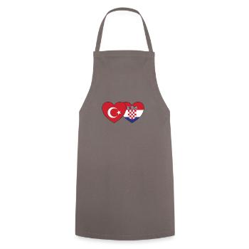 Turkey Croatia Flag Heart - Cooking Apron - grey - Front - AI Model Male 185 dark (185cm)