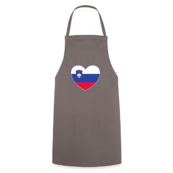 Slovenia Flag Heart - Cooking Apron - grey - Front - AI Model Male 185 dark (185cm)