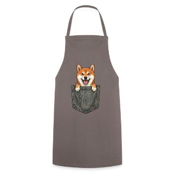 Shiba Inu - Cute Japanese Dog in the Pocket - Cooking Apron - grey - Front - AI Model Male 185 dark (185cm)