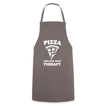 Pizza Cheaper than Therapy - Cooking Apron - grey - Front - AI Model Male 185 dark (185cm)