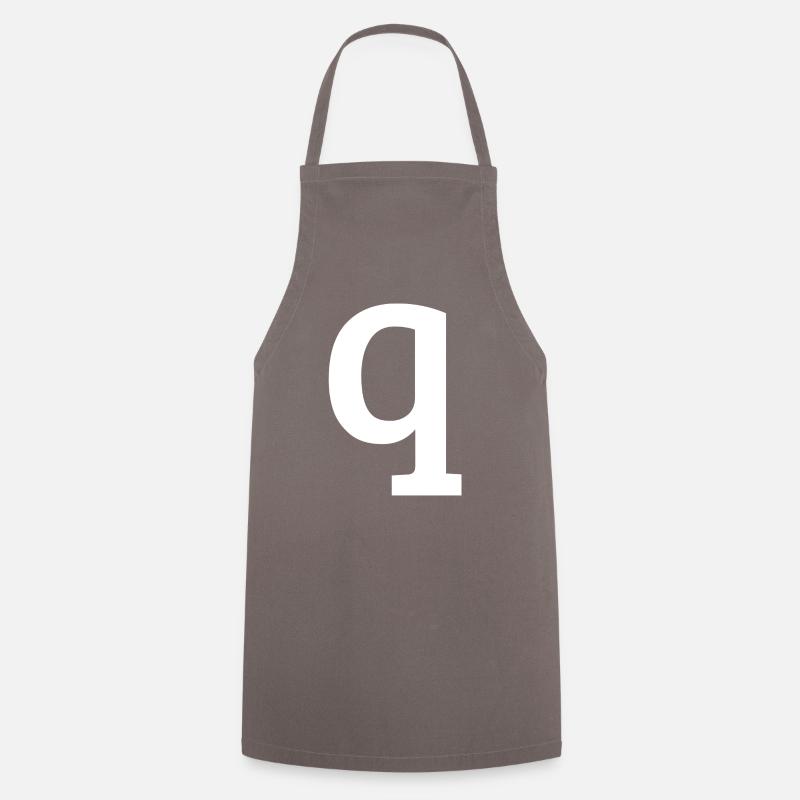 Lettre q "q" blanche - Tablier de cuisine - gris