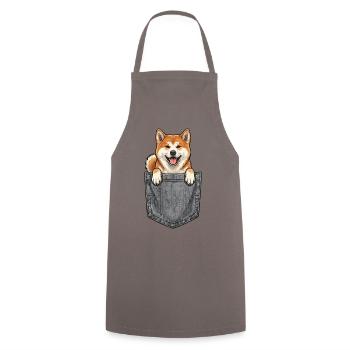 Akita Inu in the Pocket - Cute Japanese Dog - Cooking Apron - grey - Front - AI Model Male 185 dark (185cm)