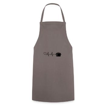 kochtopf Puls Herzschlag - Kochschürze - Grau - Vorne - AI Model Male 185 dark (185cm)