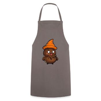 Funny Halloween poop pile with witch hat. - Cooking Apron - grey - Front - AI Model Male 185 dark (185cm)