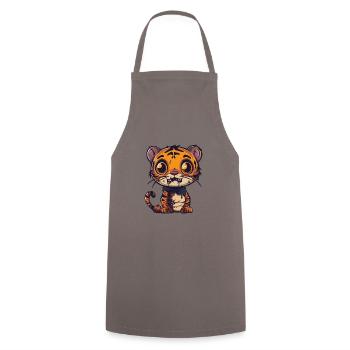 Tiger Halloween Comic Funny - Cooking Apron - grey - Front - AI Model Male 185 dark (185cm)