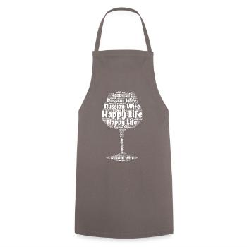 Russian Wife Happy Life Russian Women Russia - Cooking Apron - grey - Front - AI Model Male 185 dark (185cm)