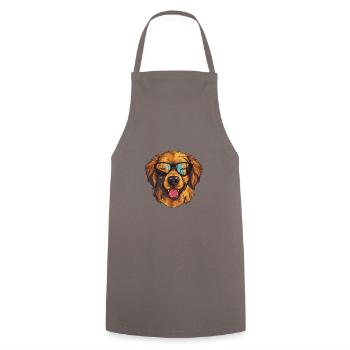 Golden Retriever Chien Hipster Cool Party - Tablier de cuisine - gris - Devant - AI Model Male 185 dark (185cm)