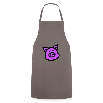 Pig Animal Pink - Cooking Apron - grey - Front - AI Model Male 185 dark (185cm)