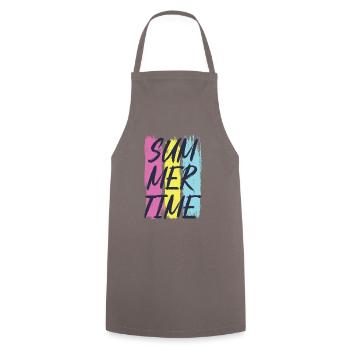 Summertime. - Cooking Apron - grey - Front - AI Model Male 185 dark (185cm)