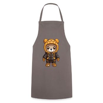 Bear Winter Comic - Cooking Apron - grey - Front - AI Model Male 185 dark (185cm)