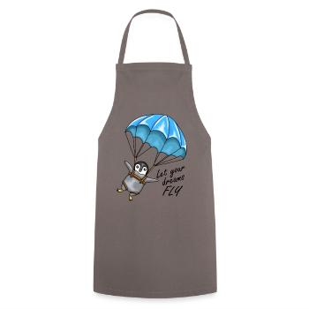 Pingouin avec un parachute - Laissez vos rêves voler - Tablier de cuisine - gris - Devant - AI Model Male 185 dark (185cm)