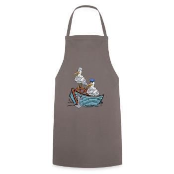 Seagulls, Seagull, Seafarers, Sailors, Travel Boat - Cooking Apron - grey - Front - AI Model Male 185 dark (185cm)