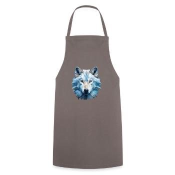 Cool White Wolf in Polygon Style - Cooking Apron - grey - Front - AI Model Male 185 dark (185cm)