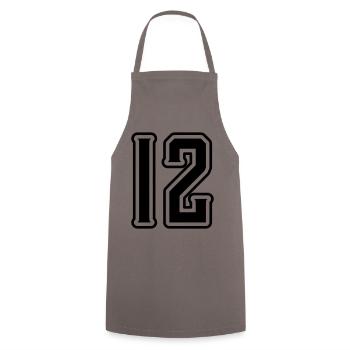 12 Zahl symbol - Kochschürze - Grau - Vorne - AI Model Male 185 dark (185cm)