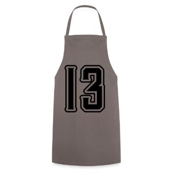 13 Zahl symbol - Kochschürze - Grau - Vorne - AI Model Male 185 dark (185cm)