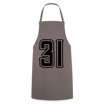 Symbole numérique 31 - Tablier de cuisine - gris - Devant - AI Model Male 185 dark (185cm)