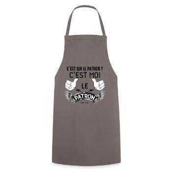 Idée cadeau papa patron - Tablier de cuisine - gris - Devant - AI Model Male 185 dark (185cm)
