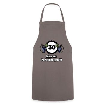 30th Birthday - 30 Years Matured to Perfection - Cooking Apron - grey - Front - AI Model Male 185 dark (185cm)