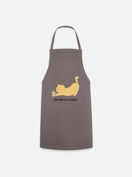 Kaffee- und Yogaliebhaber Katze - Kochschürze - Grau