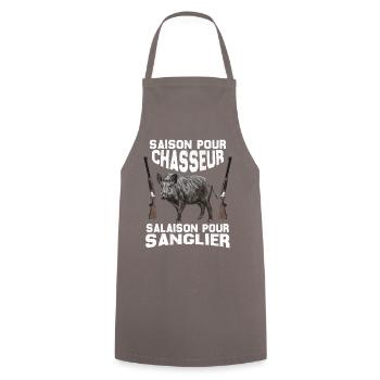 Saison Pour Chasseur salaison Pour Sanglier - Tablier de cuisine - gris - Devant - AI Model Male 185 dark (185cm)